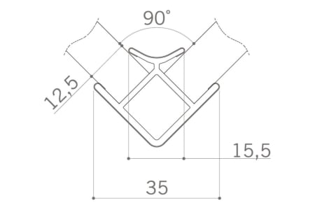 Coltar fix 90° plinta H150 mm, negru mat [1]