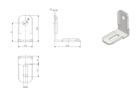 Coltar mobila FS02 27x15 mm, otel + plastic, negru [2]