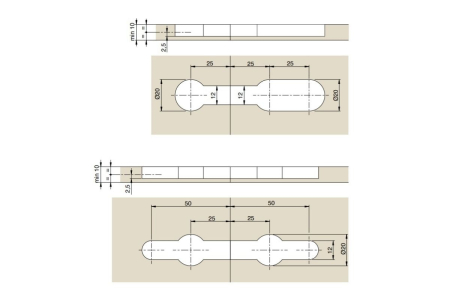Conector pentru blat L 50 mm (2 buc) [1]