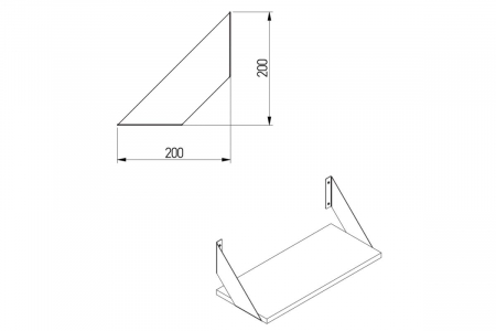 Podpórka pod półkę FLAT 200x200 mm, czarny [4]