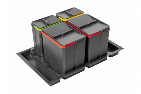 Cos gunoi AxisPro 800 mm, 2x15 litri, 2x7 litri, antibacterian, antracit [0]