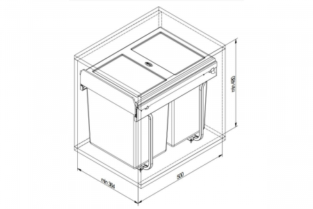 Cos gunoi incorporabil Practi Eco 400 mm, 20 litri + 2x10 litri, soft-close, antracit [1]