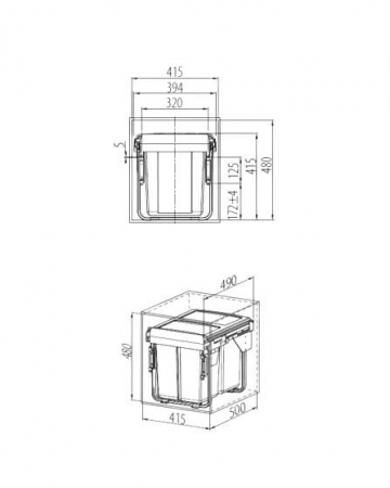 Cos gunoi Practi Eco 450 2x20 litri, montaj pe usa, soft-close, incorporabil, antracit [1]