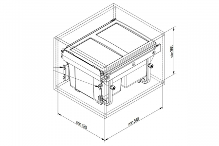 Cos gunoi incorporabil Practi Eco 450 mm, montaj pe usa, soft-close, 2 x 15 litri, antracit [1]