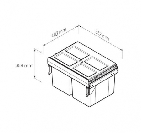 Cos gunoi Practi Eco 600 2x27 litri, montaj pe usa, soft-close, incorporabil, antracit [1]