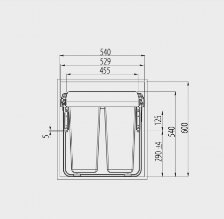 Cos gunoi Practi Eco 600 2x34 L, montaj pe usa, soft-close, incorporabil, antracit [2]