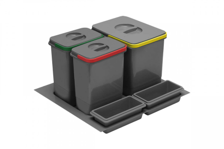 Кошове за вграждане - Cos gunoi MULTINO 600 1x15 litri + 2x7 litri, plastic, antracit