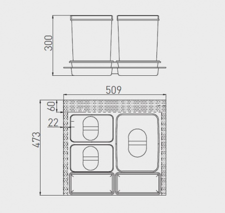 Cos gunoi MULTINO 600 1x15 litri + 2x7 litri, plastic, antracit [1]