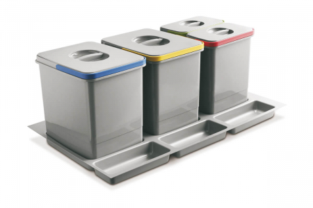 Кошове за вграждане - Cos gunoi MULTINO 3x15 litri, plastic, antracit