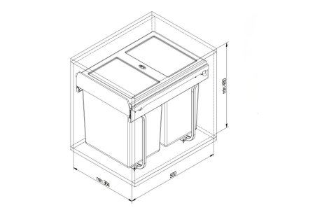 Cos gunoi Practi Eco 400 2x20 L, soft-close, incorporabil, antracit [1]
