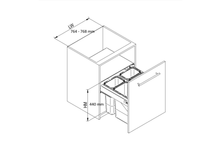 Cos gunoi SEGREGO 800 mm, montaj pe usa, 4x20 litri, soft-close, antracit [1]