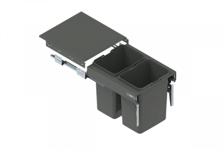 FERONERIE MOBILA - Cos gunoi SEGREGO, corp 450 mm, montaj pe usa, 2 x 15 litri, soft-close, antracit