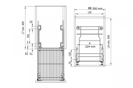 Cos jolly 300 mm Multi Line, antracit, soft-close, extragere totala [1]