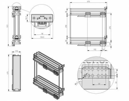 Cos Jolly MOVIXPRO antracit pentru corp mobilier de 150 mm, glisiera laterala cu amortizare [5]