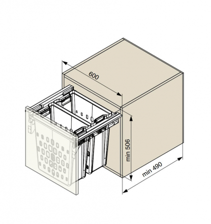 Cos rufe incorporabil GN76 600 mm, soft-close [2]