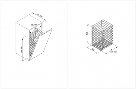 Cos rufe pentru corp mobilier 400 mm, accesorii incluse, alb [3]