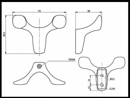 Agatatoare cuier TOLEDO B0 79x58 mm, 2 agatatori, negru mat [1]