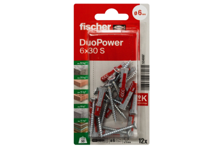 Diblu cu surub DuoPower 6x30 mm S K NV - 12 buc [1]