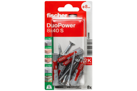 Diblu cu surub DuoPower 8x40 mm S K NV - 8 buc [1]