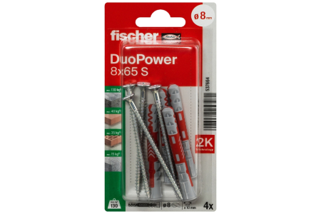 Diblu cu surub DuoPower 8x65 mm S K NV - 4 buc [1]
