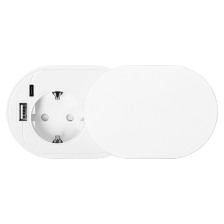 Priza SLIDE Schuko, USB A + C, cablu 1.9 m, 60 mm, alb mat [2]