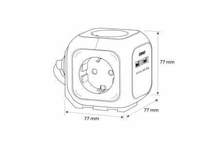 Prelungitor 4 prize Schuko, 2 x USB A, IP20, cablu 1.4 m, verde [4]