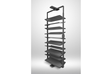 Suport pantofi rotativ ELITE, 10 rafturi, H1610-1760 mm, soft-close, antracit [2]