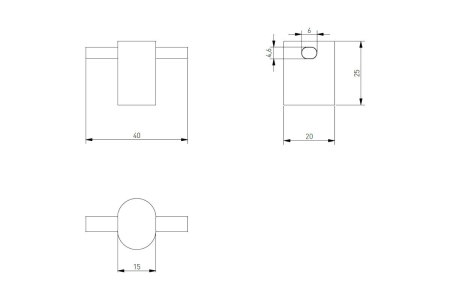 Buton mobila STRAW, 40x25 mm, Al, negru mat [4]