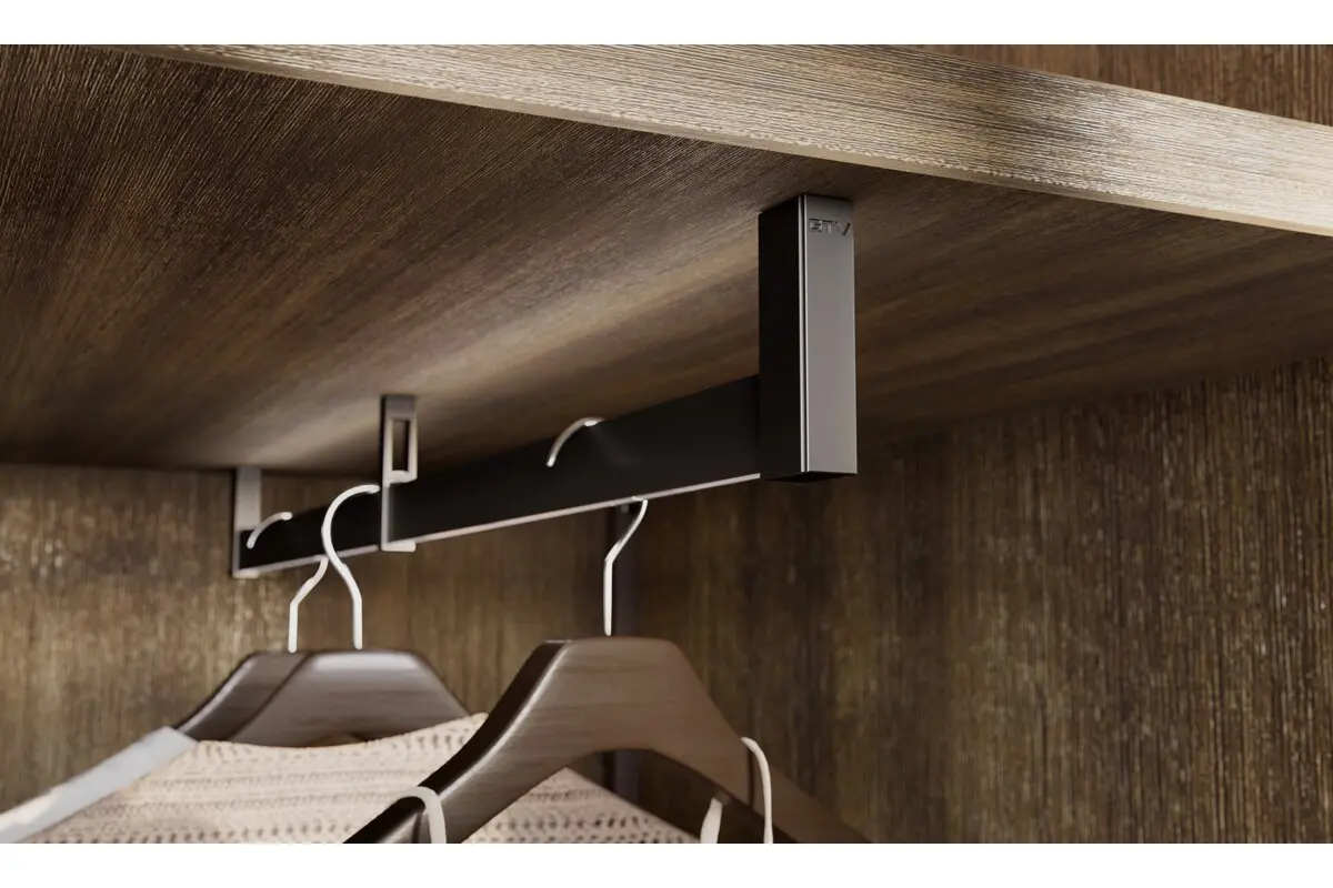 Bara haine DUO, canal LED, suporti laterali inclusi, L=3 m, negru mat [4]