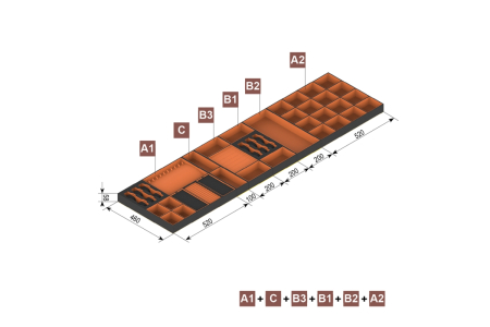 Suport tip B2 pentru bijuterii, 200x460 mm, negru/portocaliu [2]