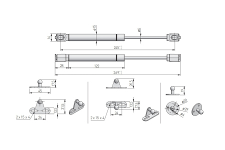 Piston ridicare STANDARD, L=269 mm, negru [1]