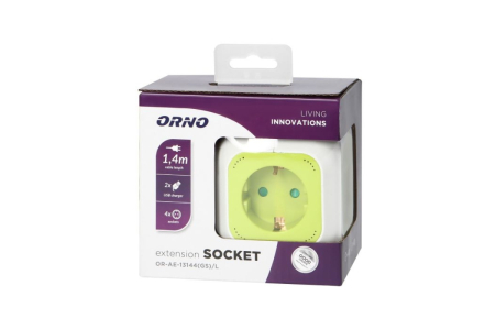 Prelungitor 4 prize Schuko, 2 x USB A, IP20, cablu 1.4 m, verde [3]
