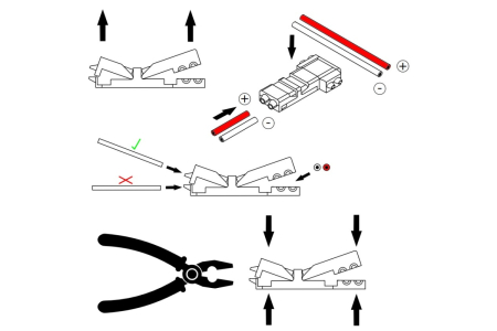 Conector rapid T, ramificatie cu 2 fire, 12/24/230 V, 9 A max, IP20 [1]