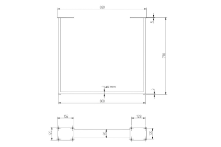 Picior mobila rectangular INDUSTRIA H710 mm, 80x40 mm, negru [3]
