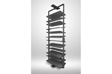Suport pantofi rotativ ELITE, 12 rafturi, H1890-2040 mm, soft-close, antracit [2]