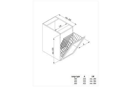 Cos rufe inclinat 300 mm, alb - FARA balama [2]