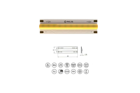 Banda LED COB SHINE 12V, 40W, 8 mm, 3200K, lumina calda, 5 m [1]