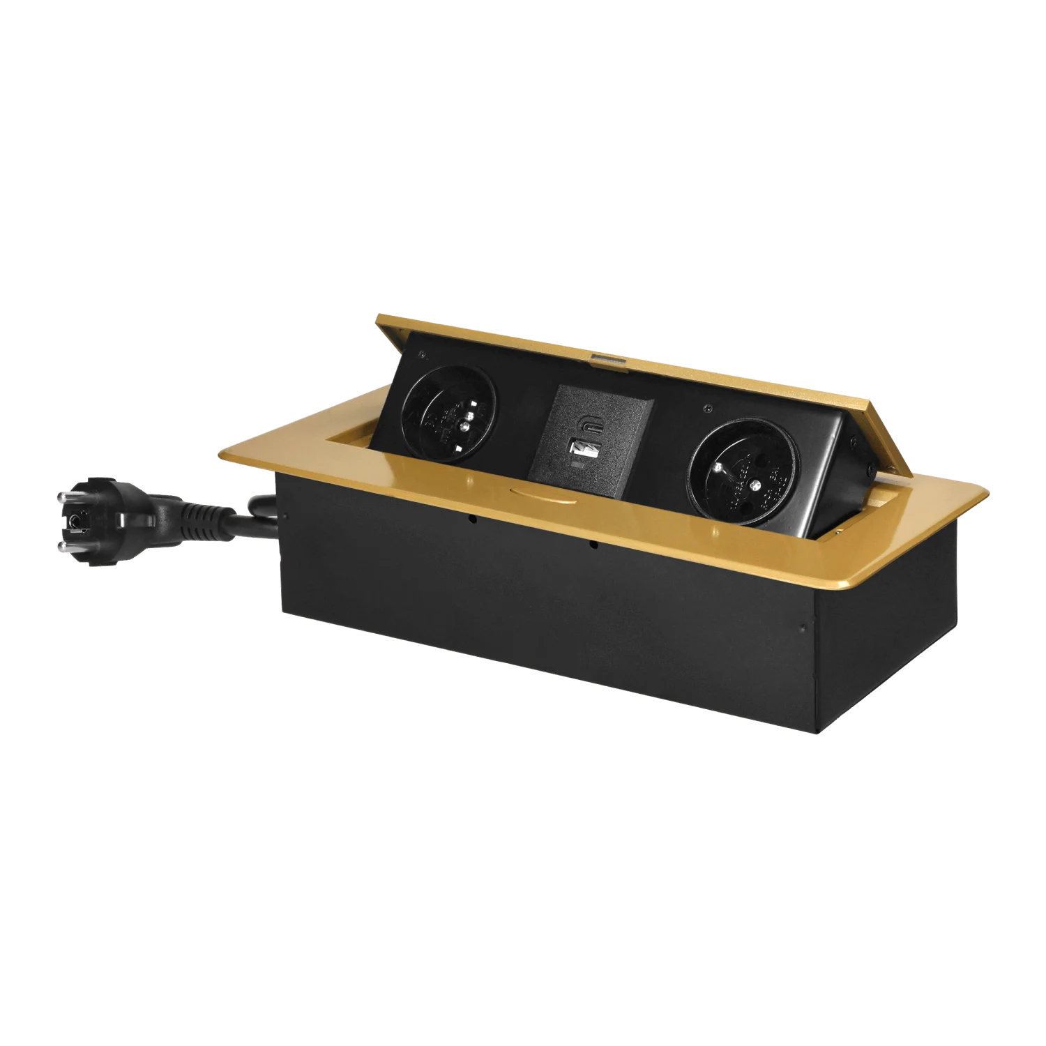 Priza incorporabila 2 x Schuko, USB A + C, 10W, cablu 1.8 m, auriu [1]