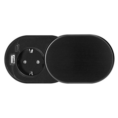 Priza SLIDE Schuko, USB A + C, cablu 1.9 m, 60 mm, negru mat [2]