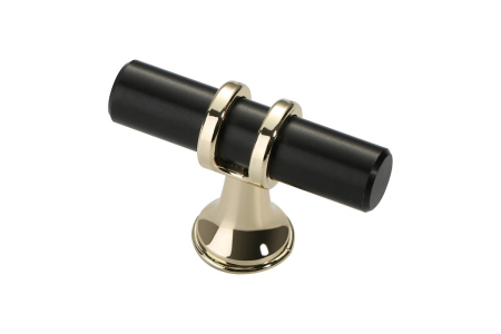 Butoni mobila - Buton mobila GOLD RING 50 mm, negru + auriu