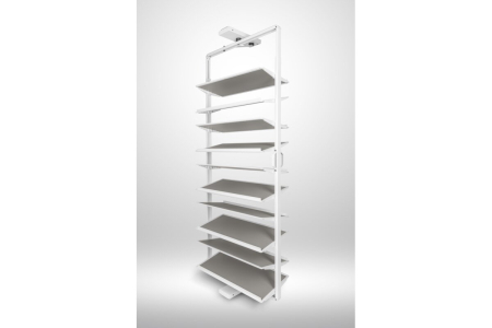 Suport pantofi rotativ ELITE, 10 rafturi, H1610-1760 mm, soft-close, alb [2]