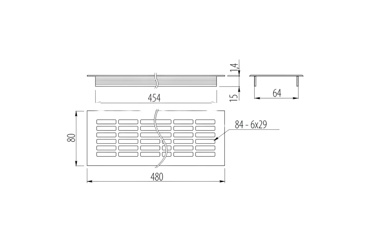 Grila ventilatie W80 480x80 mm, casmir [2]