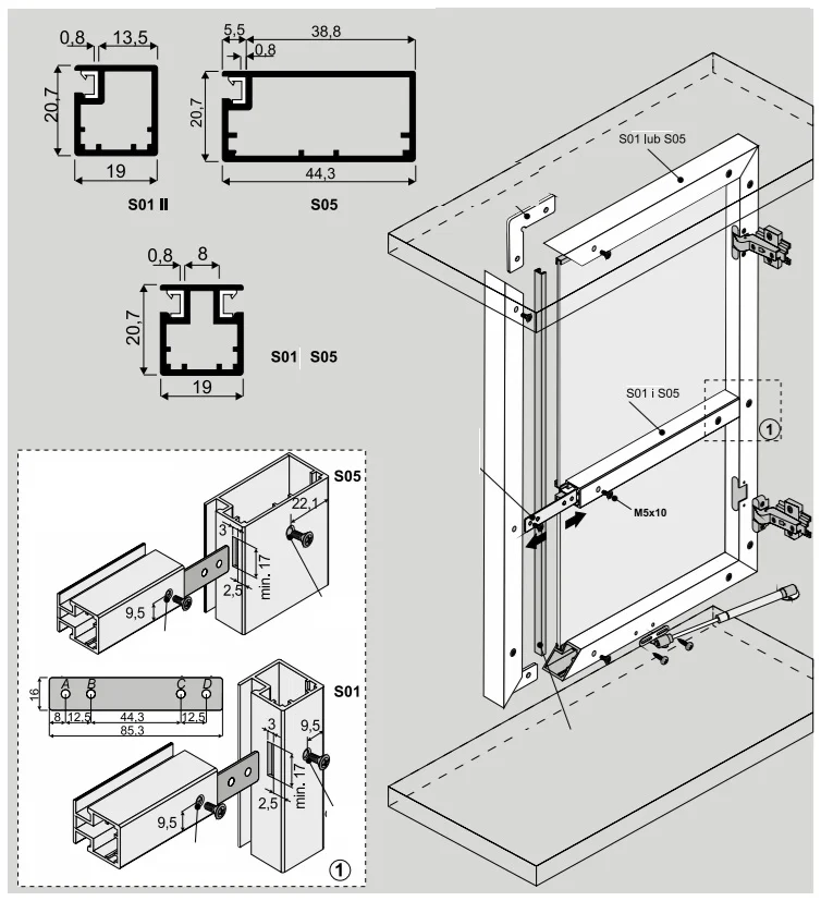 Profil de imbinare H04 pentru rama S01, 3 m, negru mat [3]