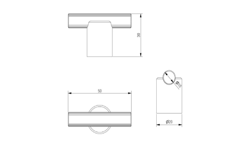 Buton mobila LINEA, 50x30 mm, Al, negru mat [3]