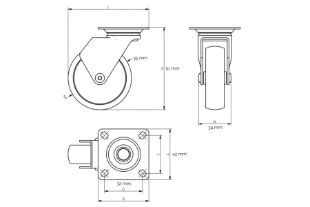 Rotila fara frana CALIBRO Ø35 mm, neagra [3]