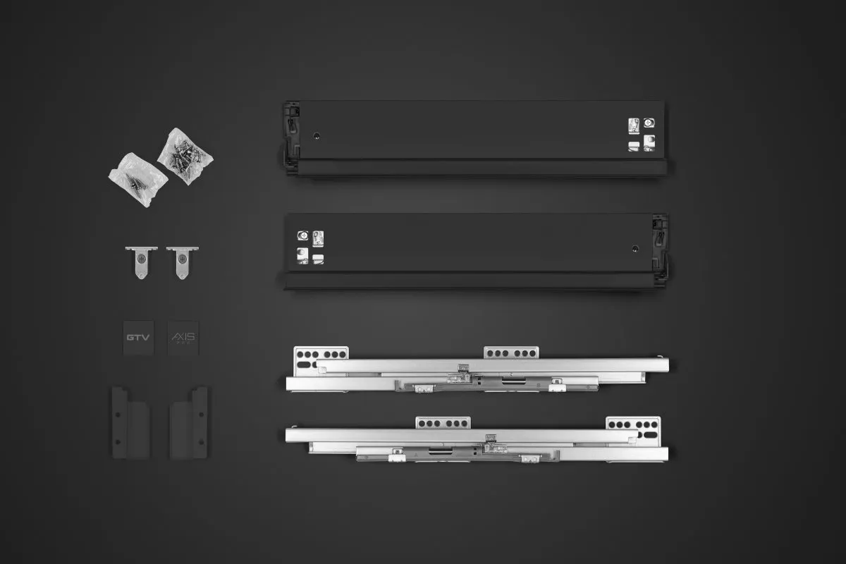 Sertar AxisPro H120 mm, 500 mm, soft-close, extragere totala, 40 kg, negru mat [1]