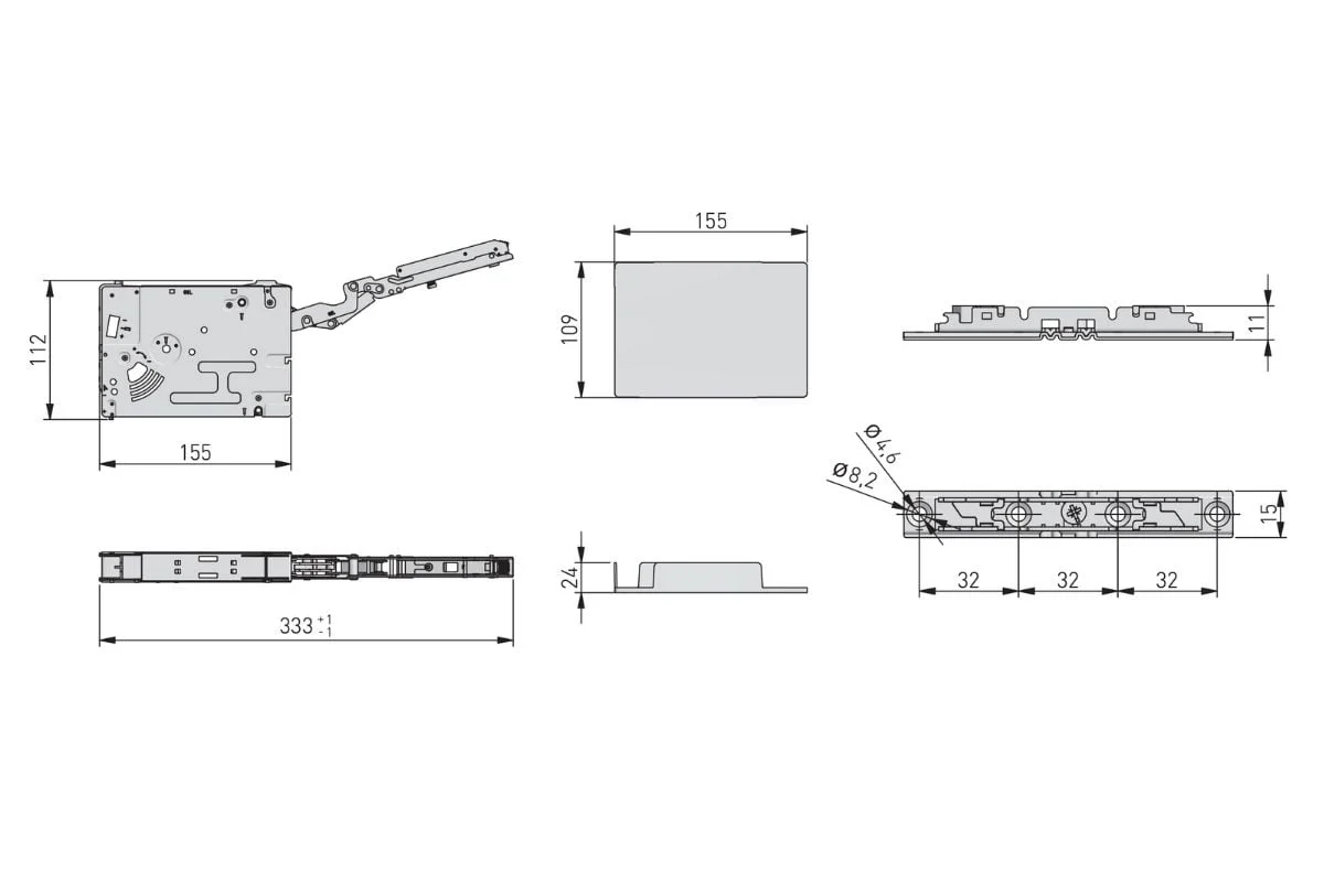 Piston de ridicare HORIZON putere 2500 - 5200, greutate front 8 - 12 kg, inaltime front 400 - 650 mm, alb [3]