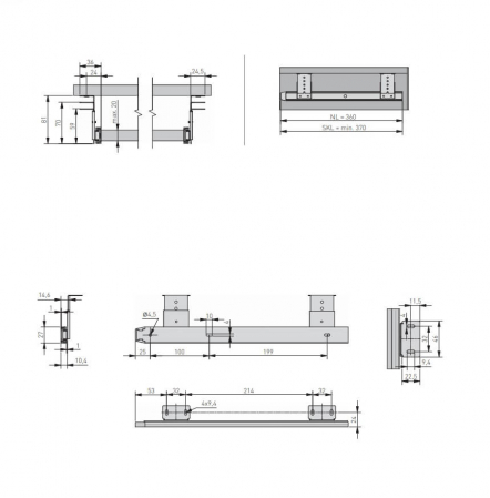 Glisiera bile tastatura 360 mm, H27 mm, extragere partiala [2]