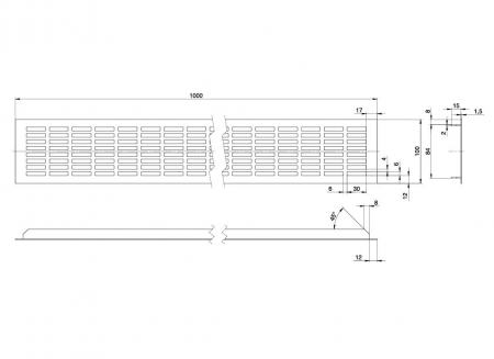 Grila ventilatie aluminiu 100x1000 mm, gri [1]