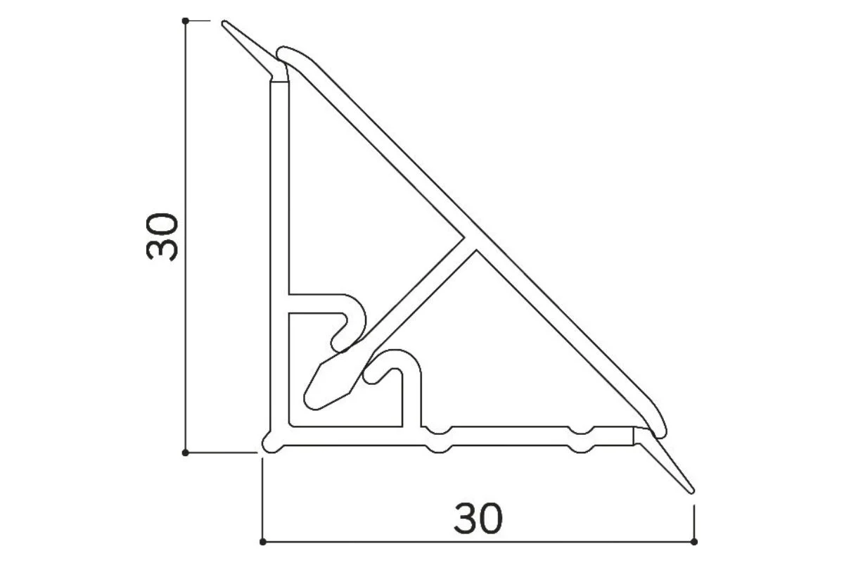 Inaltator blat triunghiular 30x30 mm, 4 m, alb mat [2]